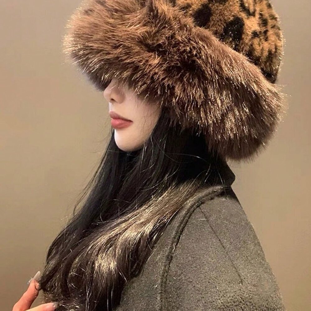 Multicolor Casual Women's Thick Warm Leopard Hat